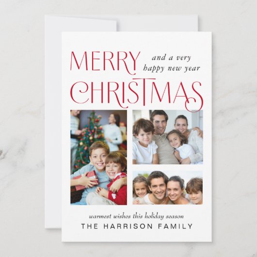 メリークリスマスフォトカード3枚写真コラージュ (正面)