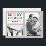 メリークリスマスフォトカード シーズンカード<br><div class="desc">メリー・クリスマス・テーマに2枚の写真を持つフォトカード。 赤、金ゴールド、青、緑の影。 使用違う可能な背景色</div>