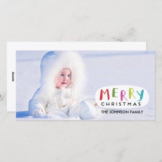 メリークリスマスフォトカード | 手書き シーズンカード (正面/裏面)