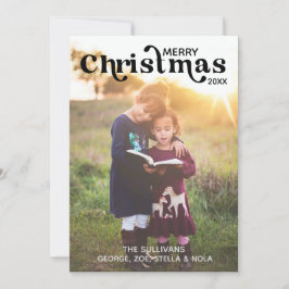 メリークリスマスフォトカード |縦、黒 招待状