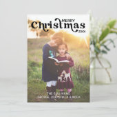 メリークリスマスフォトカード |縦、黒 招待状 (スタンド正面)