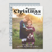 メリークリスマスフォトカード |縦、黒 招待状 (正面/裏面)