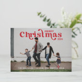 メリークリスマスフォトカード – 赤 招待状 (スタンド正面)