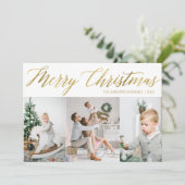 メリークリスマスフォトカード(3枚の写真) シーズンカード (スタンド正面)