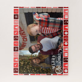 メリークリスマスフォトギフトジグソーパズルテンプレート ジグソーパズル