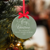 メリークリスマスフォトクラシックグリーンスクリプト セラミックオーナメント