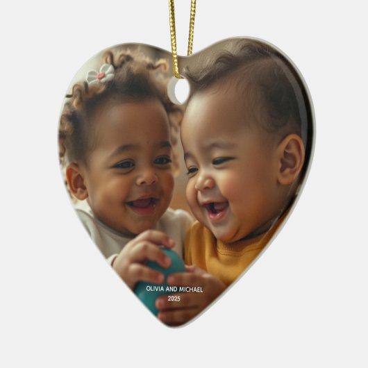 メリークリスマスフォトクリスマスオーナメント セラミックオーナメント (左)