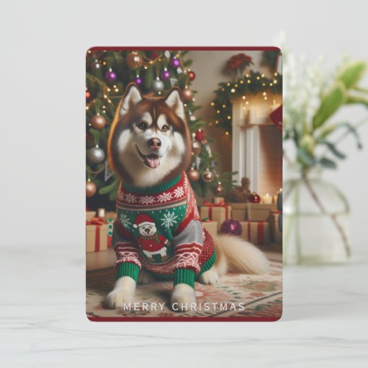 メリークリスマスフォトクリスマスフラットホリデーカード シーズンカード (スタンド正面)