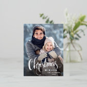 メリークリスマスフォトグリーティングシルバー 箔シーズンポストカード (立ち正面)