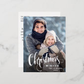 メリークリスマスフォトグリーティングシルバー 箔シーズンポストカード (正面/裏面)