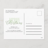 メリークリスマスフォトグリーンパターエレガントン シーズンポストカード (裏面)