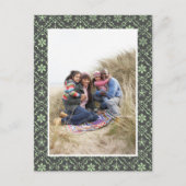 メリークリスマスフォトグリーンパターエレガントン シーズンポストカード (正面)