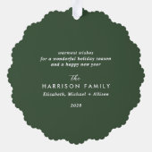 メリークリスマスフォトグリーンホリデー オーナメントカード (裏面)