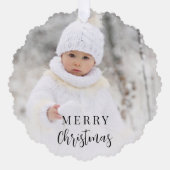 メリークリスマスフォトグリーンホリデー オーナメントカード (正面)