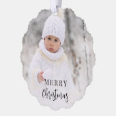 メリークリスマスフォトグリーンホリデー オーナメントカード (左)