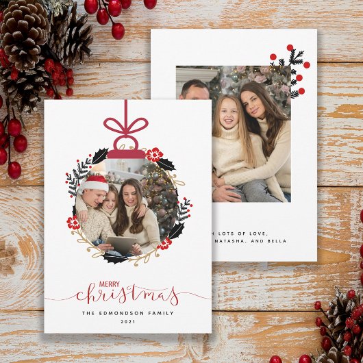 メリークリスマスフォトグローブオーナメントカード