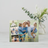 メリークリスマスフォトコラージハンドレタ金ゴールド 箔シーズンポストカード (立ち正面)