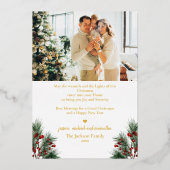 メリークリスマスフォトコラージポインセチア 箔シーズンカード (裏面)