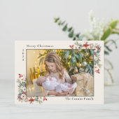 メリークリスマスフォトコラージポインセティアス シーズンカード (スタンド正面)