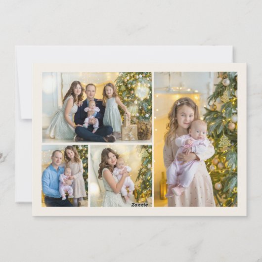 メリークリスマスフォトコラージポインセティアス シーズンカード (裏面)