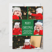 メリークリスマスフォトコラージュかわいいグリーンモダン シーズンカード (正面)
