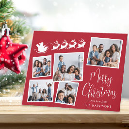 メリークリスマスフォトコラージュサンタスレイ シーズンカード