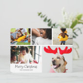 メリークリスマスフォトコラージュファイブ写真シンプルズ シーズンカード (スタンド正面)
