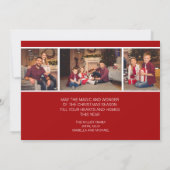 メリークリスマスフォトコラージュレッド金ゴールド雪 招待状 (裏面)