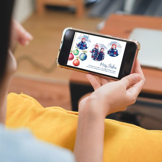 メリークリスマスフォトコラージュ水カラーオーナメント シーズンカード