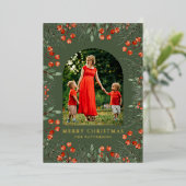 メリークリスマスフォトコラージュ水カラーフローラ 箔シーズンカード (立ち正面)