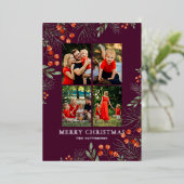 メリークリスマスフォトコラージュ水カラーフローラ 箔シーズンカード (立ち正面)