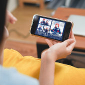 メリークリスマスフォトコラージュ海軍ブルースクリプト シーズンカード