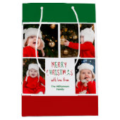 メリークリスマスフォトコラージュ美しいカスタム ミディアムペーパーバッグ (正面)