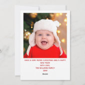 メリークリスマスフォトコラージュ美しい赤の緑 シーズンカード (裏面)