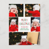 メリークリスマスフォトコラージュ美しい赤の緑 ポストカード (正面)