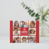 メリークリスマスフォトコラージュ赤白 シーズンポストカード (スタンド正面)