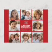 メリークリスマスフォトコラージュ赤白 シーズンポストカード (正面)