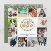 メリークリスマスフォトコラージュ金ゴールドスクリプト シーズンカード (正面/裏面)