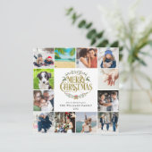 メリークリスマスフォトコラージュ金ゴールドスクリプト シーズンカード (スタンド正面)