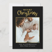 メリークリスマスフォトゴールドフォイルミニマルホリデー シーズンカード (正面)