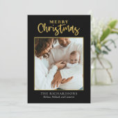 メリークリスマスフォトゴールドフォイルミニマルホリデー シーズンカード (スタンド正面)