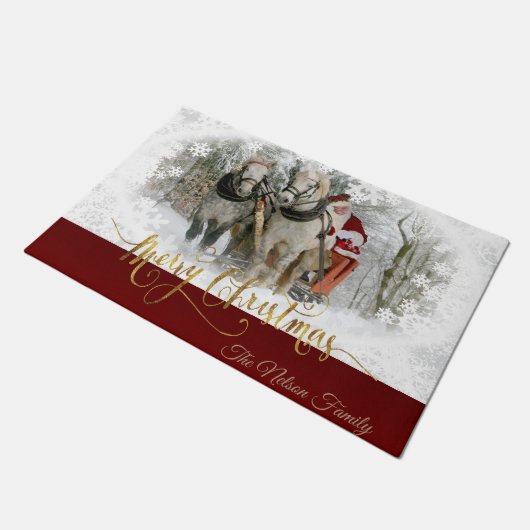 メリークリスマスフォトサンタデザイン ドアマット (アングル)