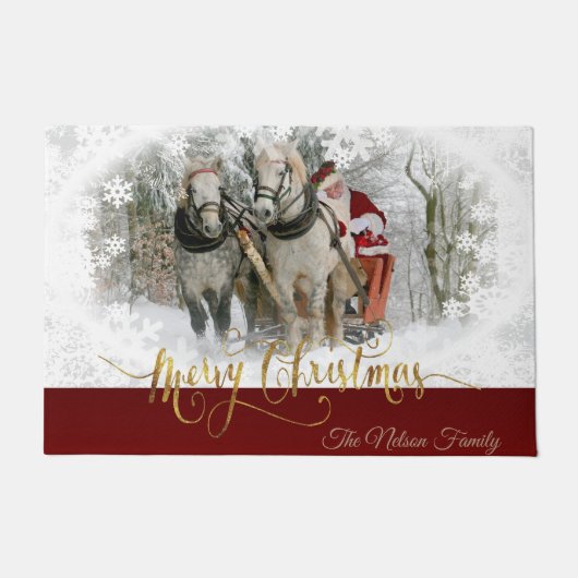 メリークリスマスフォトサンタデザイン ドアマット (正面)