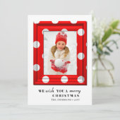 メリークリスマスフォトシンプルー赤ホリデーフレーム シーズンカード (スタンド正面)