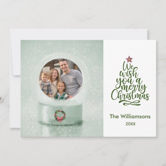 メリークリスマスフォトスノーグローブクリスマス カード (正面)