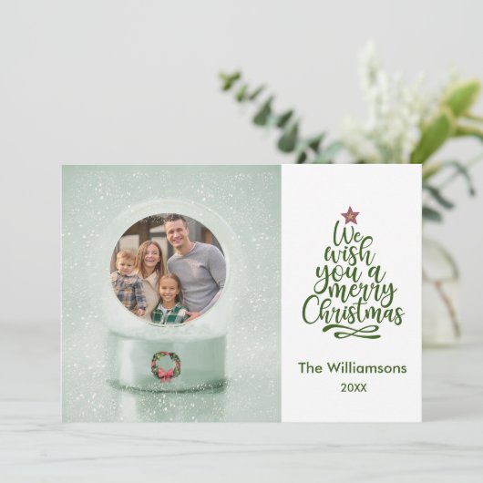 メリークリスマスフォトスノーグローブクリスマス カード (スタンド正面)