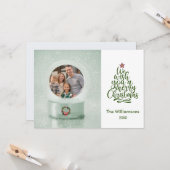 メリークリスマスフォトスノーグローブクリスマス カード (正面/裏面インサイチュ)