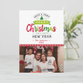 メリークリスマスフォトスノーフレークリボンタイポグラフィ シーズンカード (スタンド正面)