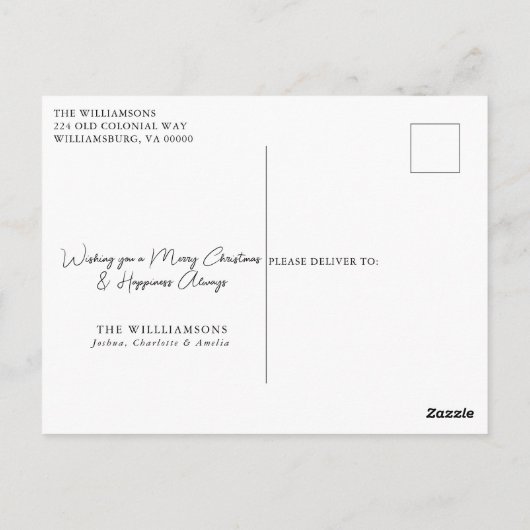 メリークリスマスフォトスノーホリデーカード ポストカード (裏面)