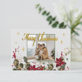 メリークリスマスフォトタイポグラフィクリスマスカード サンキューカード (スタンド正面)